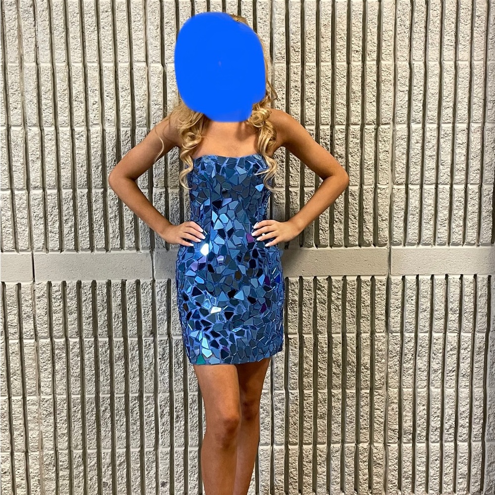 Sherri Hill mirrored blue cocktail size 2